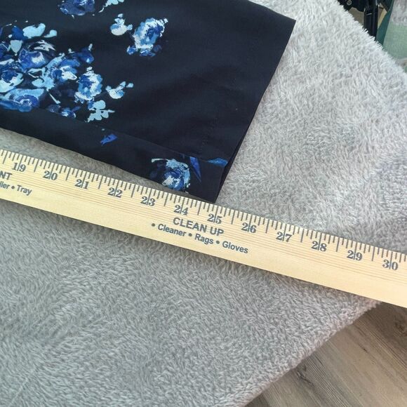 Coldwater Creek Floral Navy Ankle Pants Sz Large Petite Vacation Workwear Beach - Picture 10 of 16